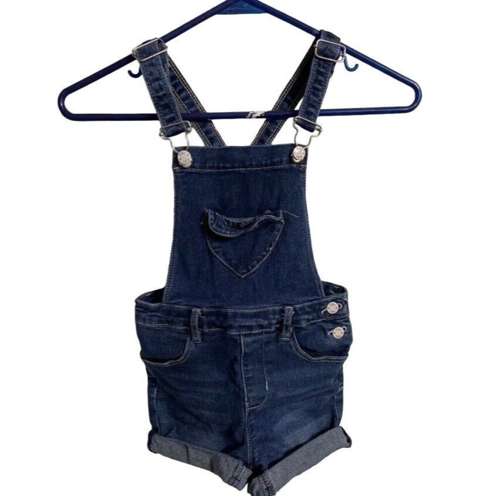 YMI  Shortalls Girls Size 6 Blue Cuffed Denim Overalls Cuffed Bibs Jumper